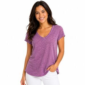 MAEVE ANTHROPOLOGIE Women’s Purple Short Sleeve V-Neck Tee Size XS